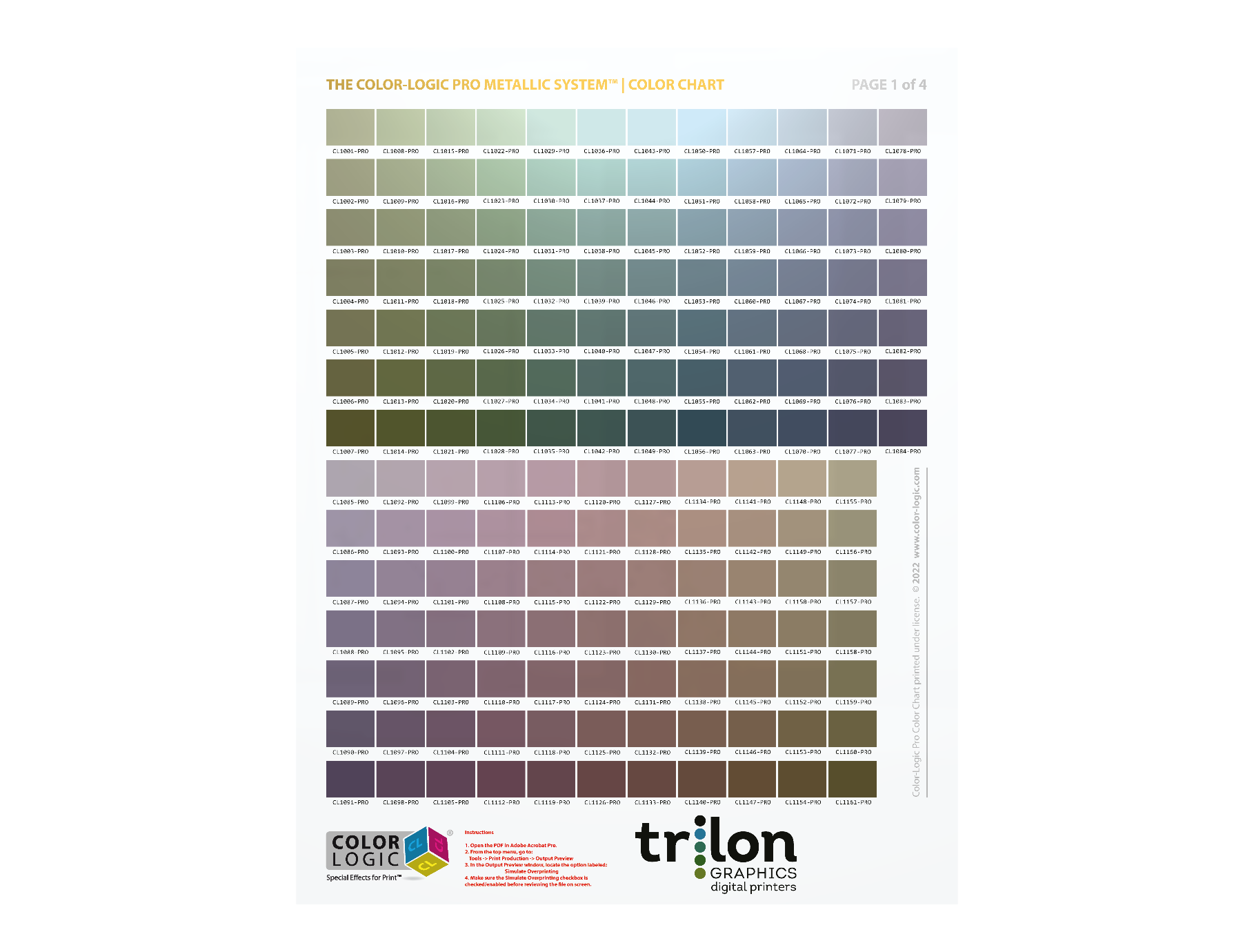 Color-Logic metallic color chart page 2 of 7