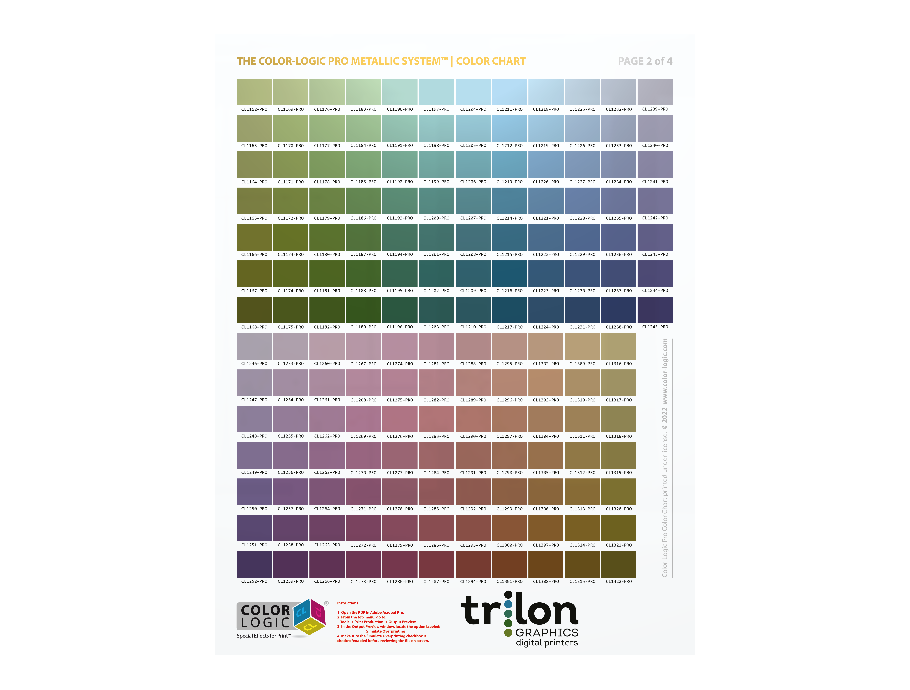 Color-Logic metallic color chart page 3 of 7