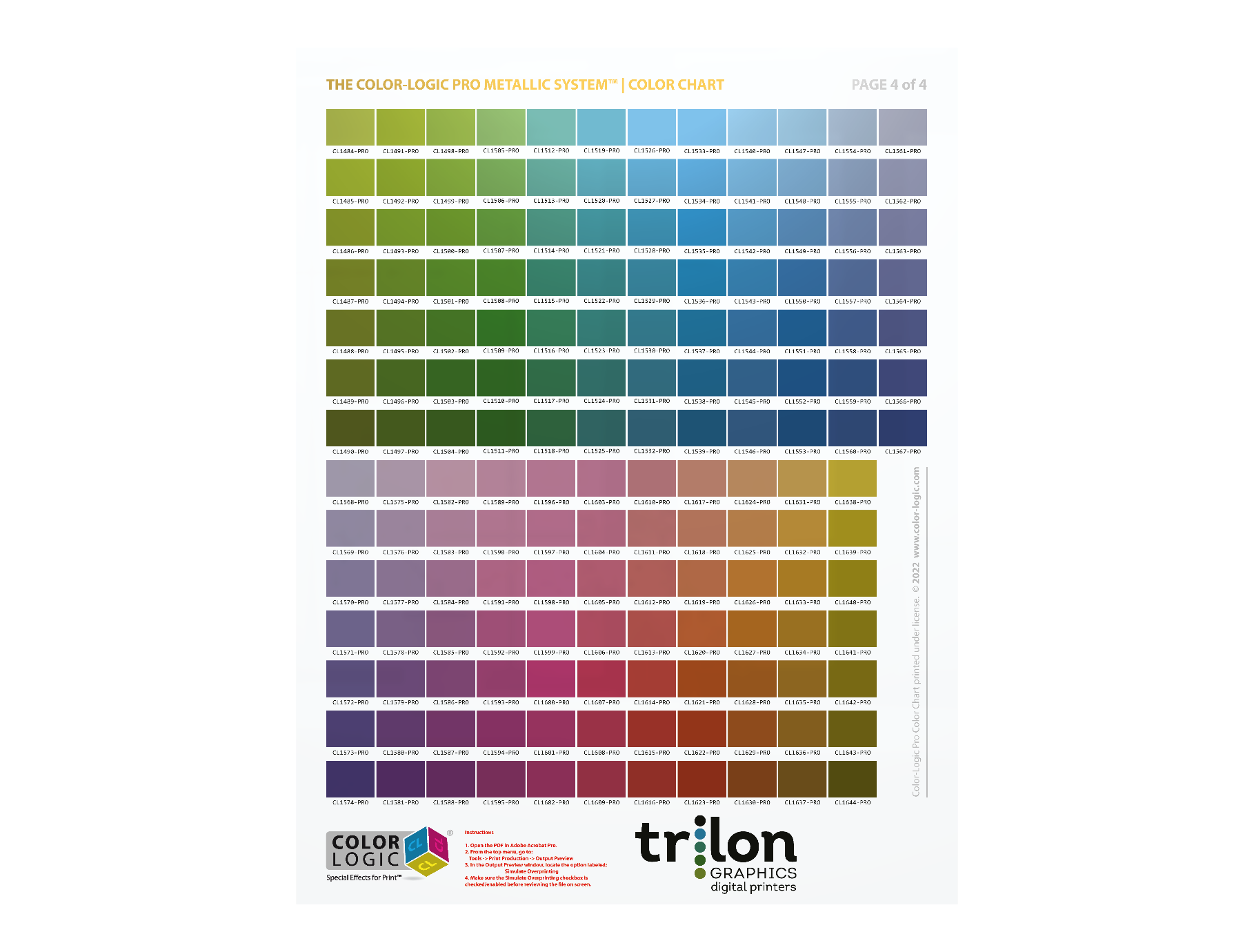 Color-Logic metallic color chart page 5 of 7